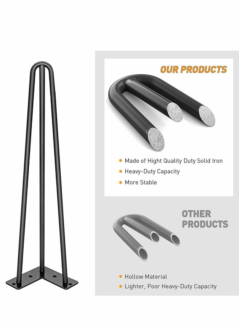 Y&D 4 Inch Metal Hairpin Furniture Legs Set of 4, Includes Rubber Floor Protectors Black, Home DIY Projects for Sofa Bed Cabinet TV Stand - Image 2