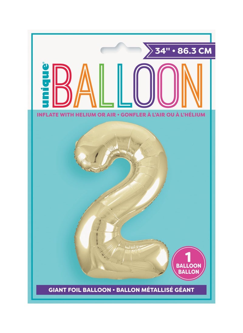 Unique 34" Gold Foil Number 2 Balloon - Image 2