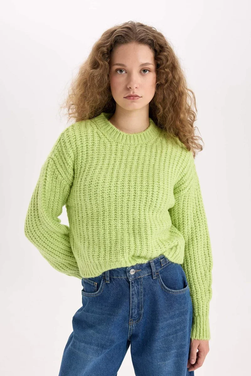 ديفاكتو Oversize Fit Crew Neck Knitwear Pullover
