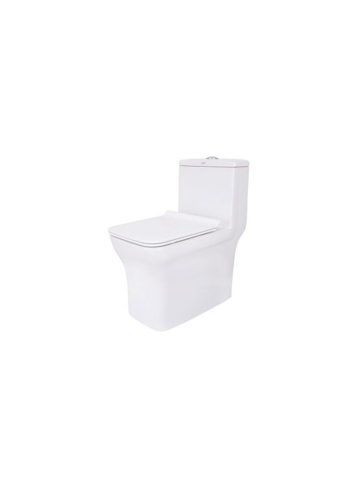 MARINA One Piece Toilet S Trap 220, Size: 360x700x715mm, Ezee Close PP Seat Cover, White - Modern & Durable Bathroom Fixture