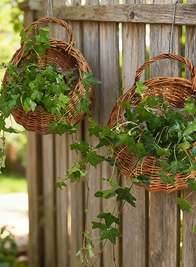 HOOTO rattan weaving  wall hanging basket artificial plant basket artificial hanging bonsai decoration indoor windowsill porch balcony decoration - Image 4