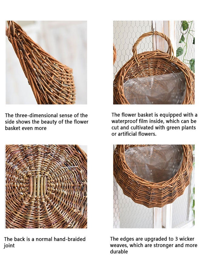HOOTO rattan weaving  wall hanging basket artificial plant basket artificial hanging bonsai decoration indoor windowsill porch balcony decoration - Image 2