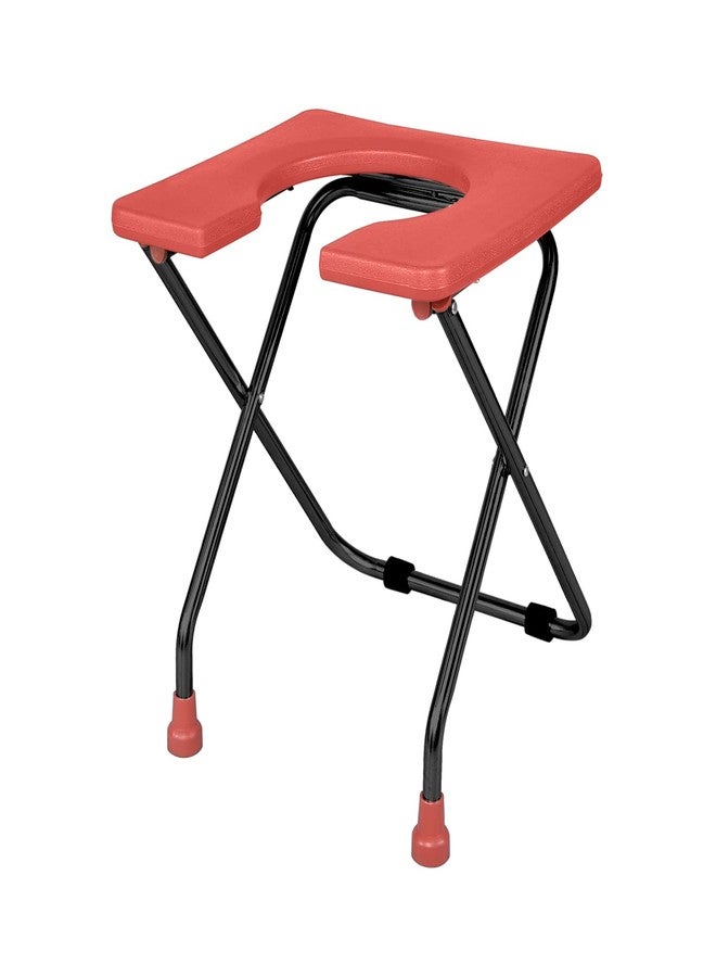 NEOSAFE N898 R Commode Stool M.S. Front Open Commode Chair For Patients - Red - Image 1