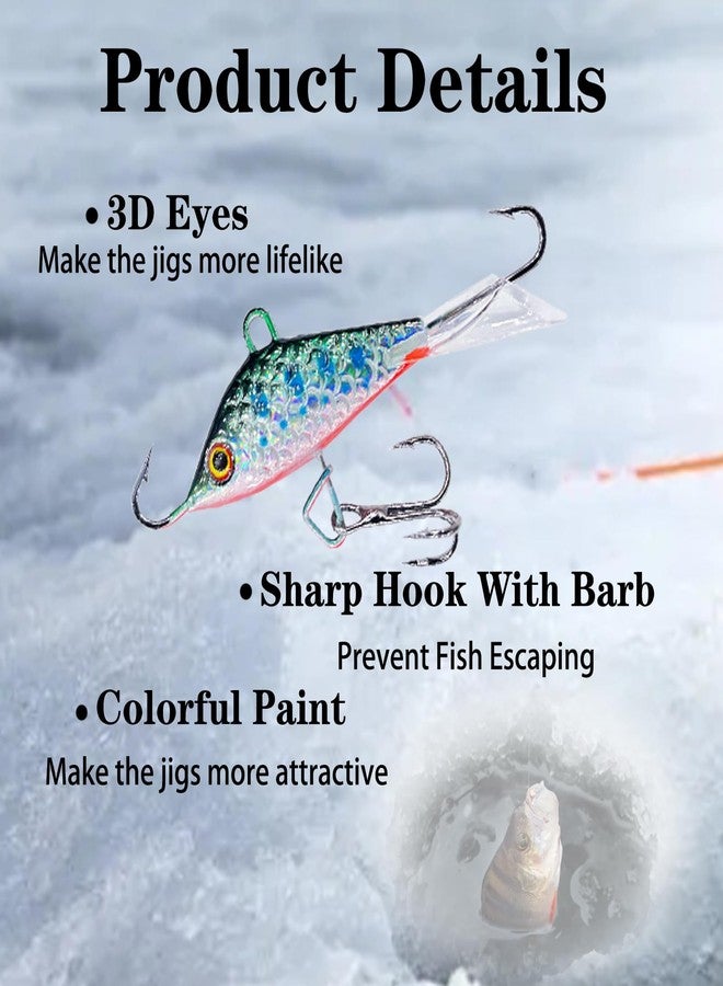 Bombite Ice Fishing Lures Ice Fishing Jigs Kit Glowing Paint Ice Fishing Jig Heads for Crappie Perch Trout Walleye Ice Fishing Gear 52Pcs - Image 3