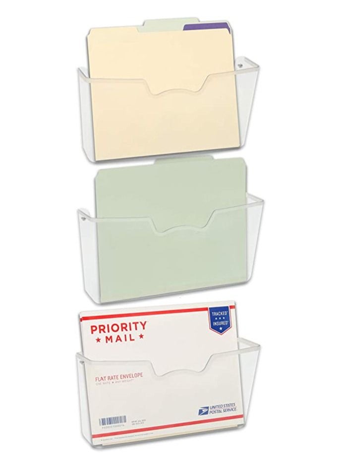 SMARTPOINTS SMARTPOINTS 3 Pack - Simple Houseware Clear Single Pocket Wall Mount File Holder  - Image 3