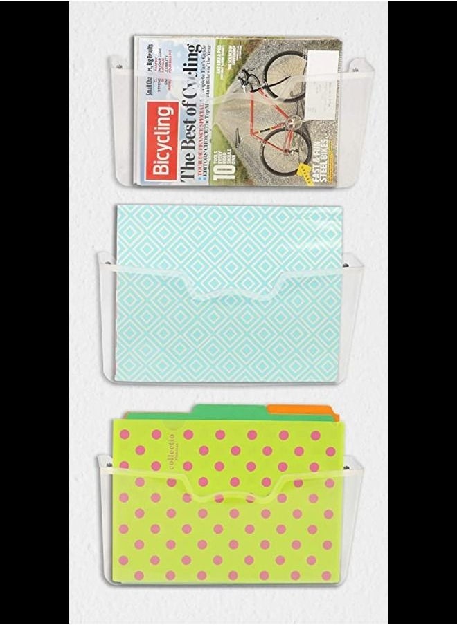 SMARTPOINTS SMARTPOINTS 3 Pack - Simple Houseware Clear Single Pocket Wall Mount File Holder  - Image 2