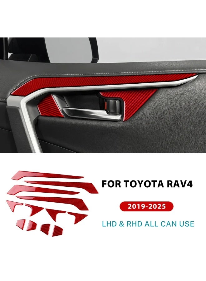 KUNGKIC Real Soft Carbon Fiber For Toyota RAV4 XA50 Hybrid 2019 2020 2021 2022 2023-2025 LHD RHD Car Inner Door Handle Panel Sticker - Image 1