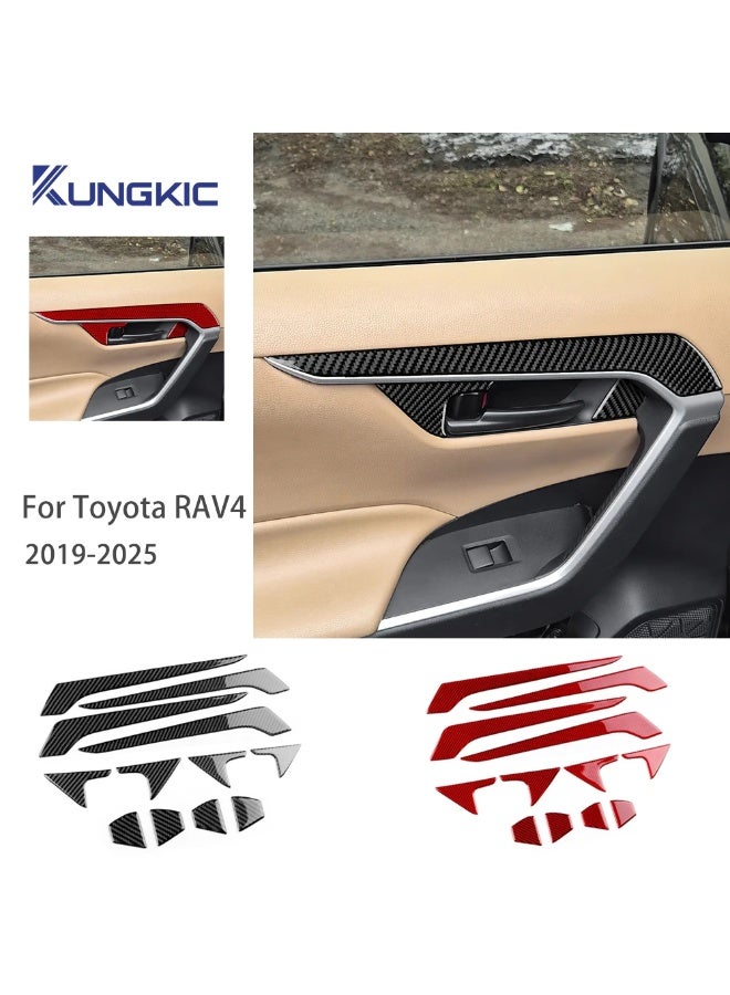 KUNGKIC Real Soft Carbon Fiber For Toyota RAV4 XA50 Hybrid 2019 2020 2021 2022 2023-2025 LHD RHD Car Inner Door Handle Panel Sticker - Image 3