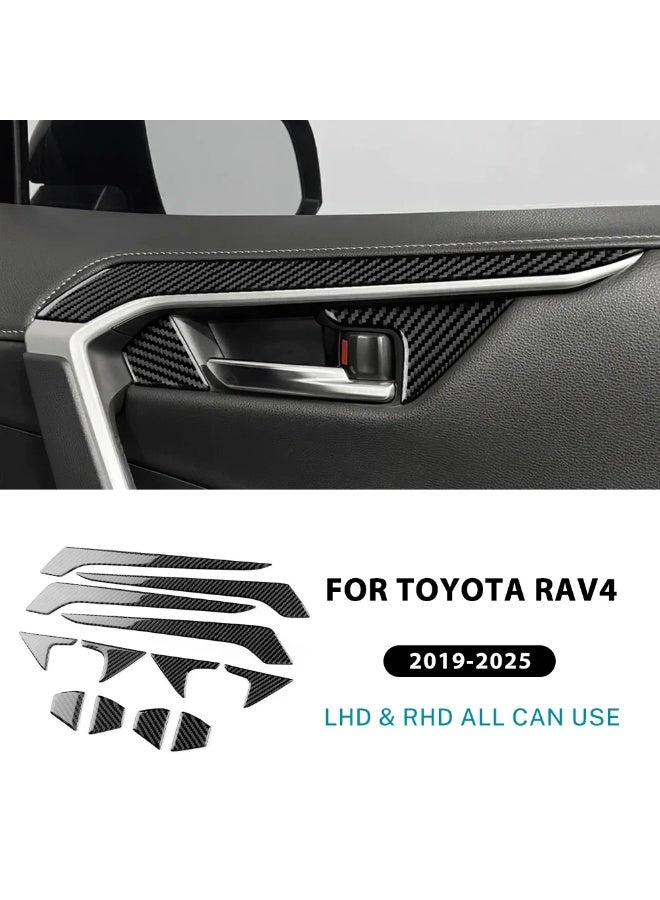 KUNGKIC Real Soft Carbon Fiber For Toyota RAV4 XA50 Hybrid 2019 2020 2021 2022 2023-2025 LHD RHD Car Inner Door Handle Panel Sticker - Image 2