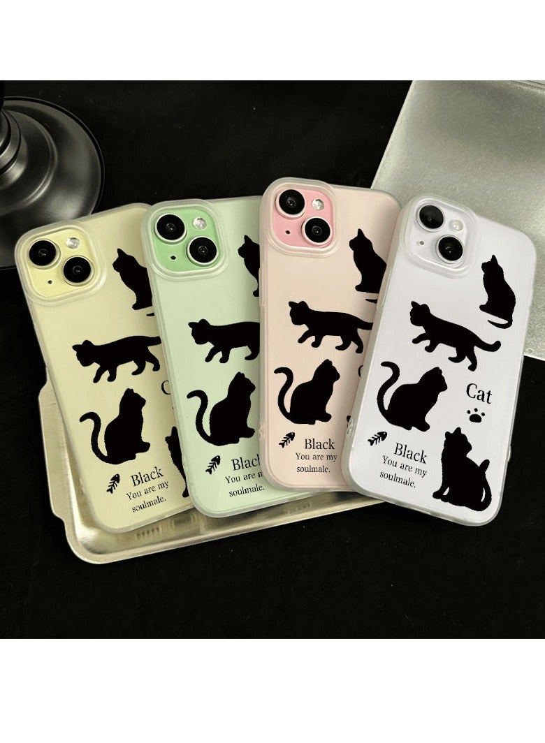 Simple iPhone 11 Series transparent hollow silicone frosted material Black Cat Phone case,specially designed for women and girls - Image 4
