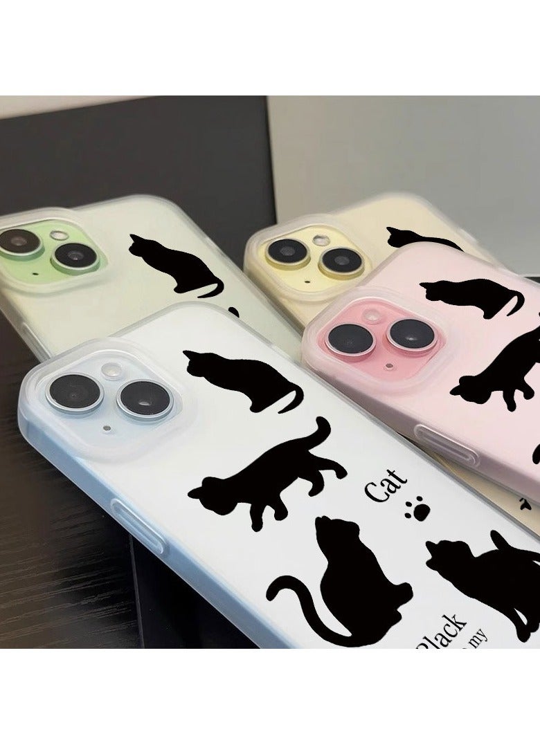 Simple iPhone 11 Series transparent hollow silicone frosted material Black Cat Phone case,specially designed for women and girls - Image 5