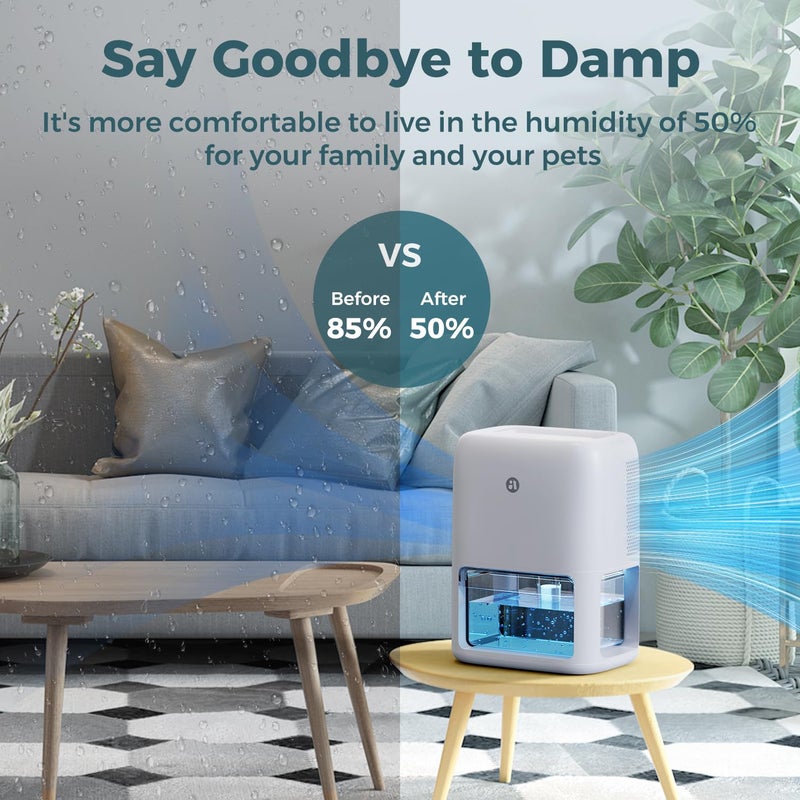 BREEZOME 60 OZ Dehumidifiers for Home, Dual-Semiconductor Quiet Dehumidifier with Timer Sleep Mode Auto-Off 7 Colors Light Portable Small Dehumidifiers for Bathroom, Cloakroom, RV - Image 3