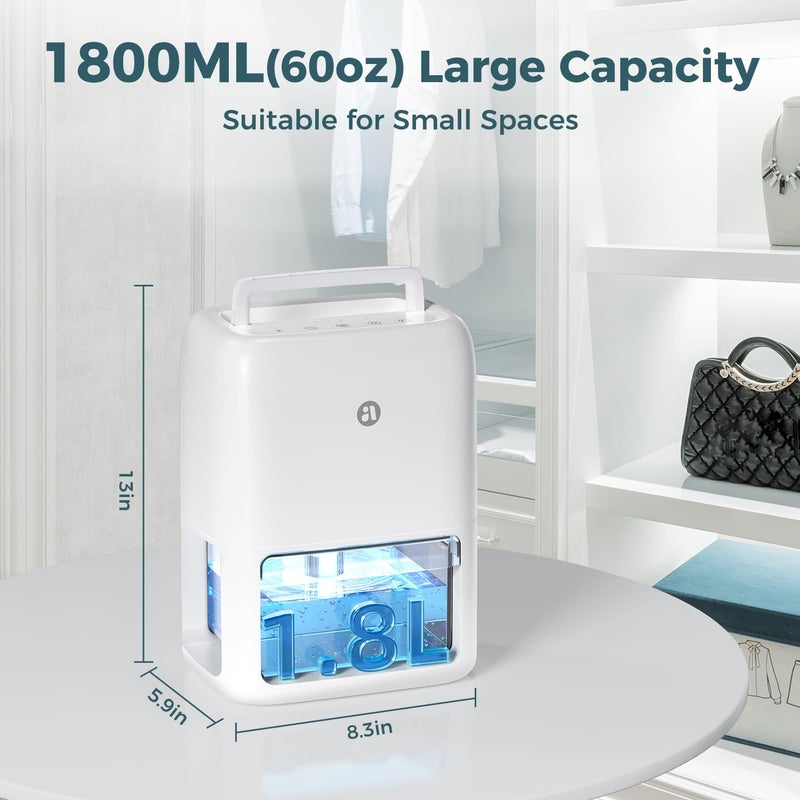 BREEZOME 60 OZ Dehumidifiers for Home, Dual-Semiconductor Quiet Dehumidifier with Timer Sleep Mode Auto-Off 7 Colors Light Portable Small Dehumidifiers for Bathroom, Cloakroom, RV - Image 4
