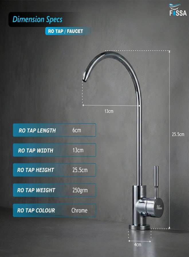 Fossa RO Tap Kitchen Water Filter Faucet | 100% Lead-Free Drinking Water Faucet | 304 Stainless Steel Body | Brushed Nickel | Wall Mount Kitchen RO Tap (Chrome Finish) - Image 2