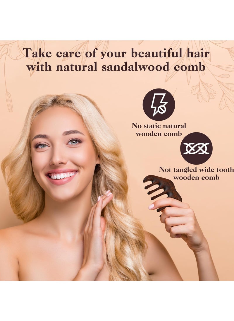 BONITO Head Scalp Comb, Natural Wood Wide Tooth Hair Comb, No Static Head Scalp Massage Sandalwood Hair Pick Wooden Comb for Men and Women Hair Pick  - Image 4