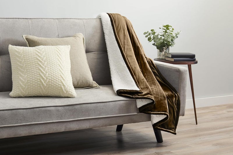 Sunbeam Royal Mink Sherpa Honey Heated Personal Throw Blanket Cozy-Warm Adjustable Heat Settings - Image 4