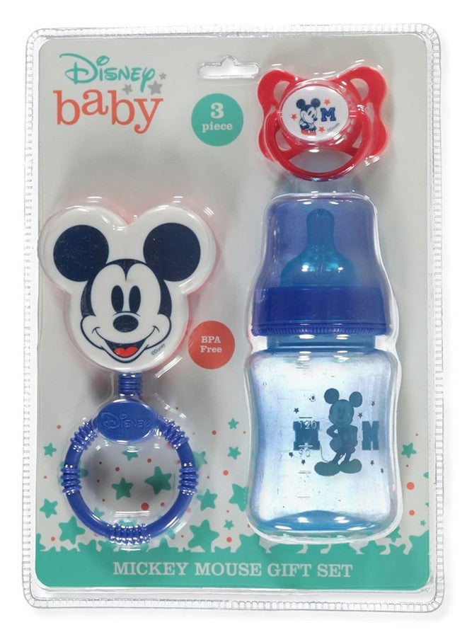 Cudlie Disney Baby Boy Mickey Mouse Bottle Rattle & Pacifer Set - Image 1