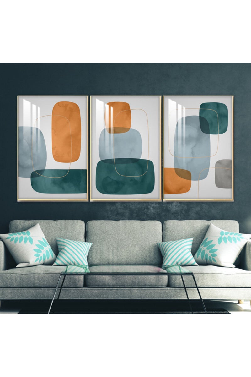 ماركتنا ثلاث لوحات جدارية خشبية بإطار وطبقة أكريليك شفافة - Image 1