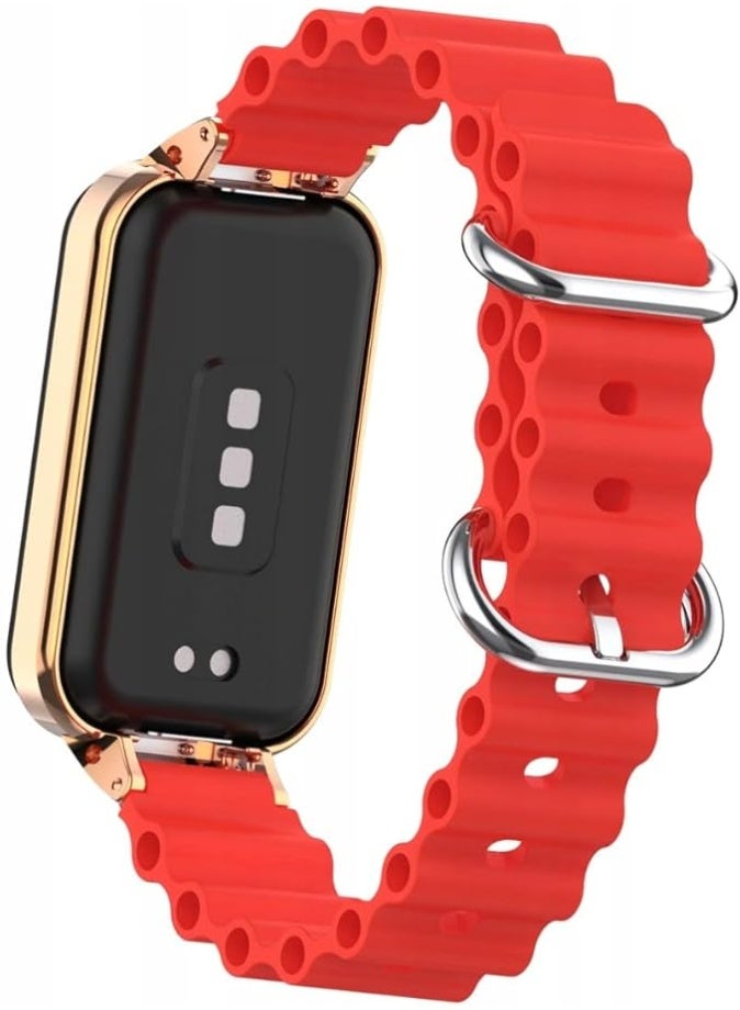 Ocean Strap Compatible with Xiaomi Redmi Band 2 / Smart Band 8 Active, Adjustable Silicone Sport Band with Durable Metal Buckle and Protective Frame for Men and Women - Image 5