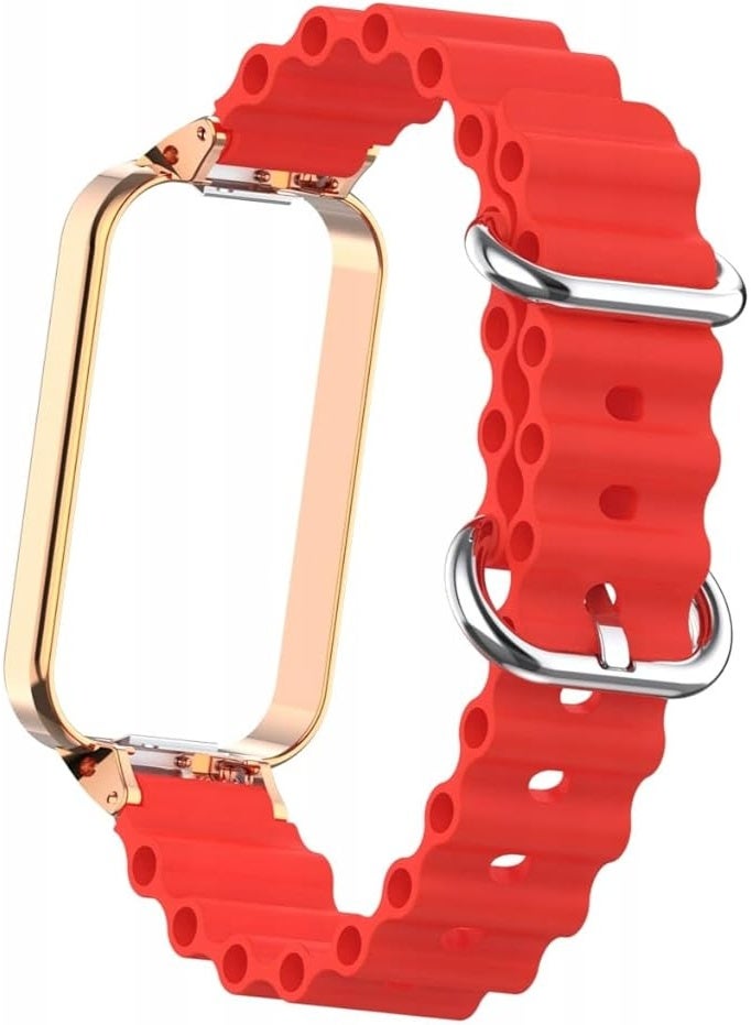 Ocean Strap Compatible with Xiaomi Redmi Band 2 / Smart Band 8 Active, Adjustable Silicone Sport Band with Durable Metal Buckle and Protective Frame for Men and Women - Image 2