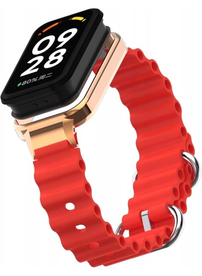 Ocean Strap Compatible with Xiaomi Redmi Band 2 / Smart Band 8 Active, Adjustable Silicone Sport Band with Durable Metal Buckle and Protective Frame for Men and Women - Image 4