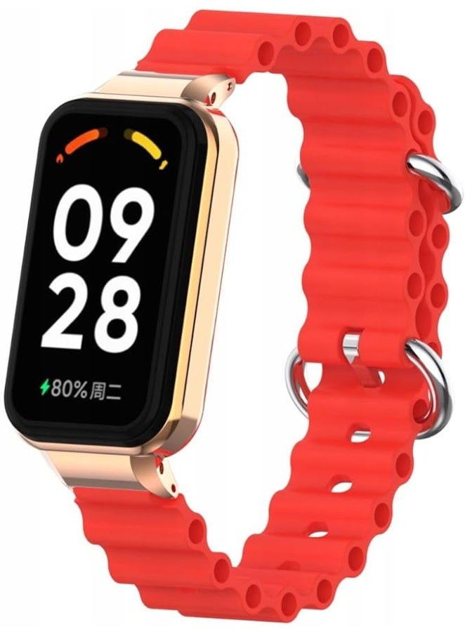 Ocean Strap Compatible with Xiaomi Redmi Band 2 / Smart Band 8 Active, Adjustable Silicone Sport Band with Durable Metal Buckle and Protective Frame for Men and Women - Image 1