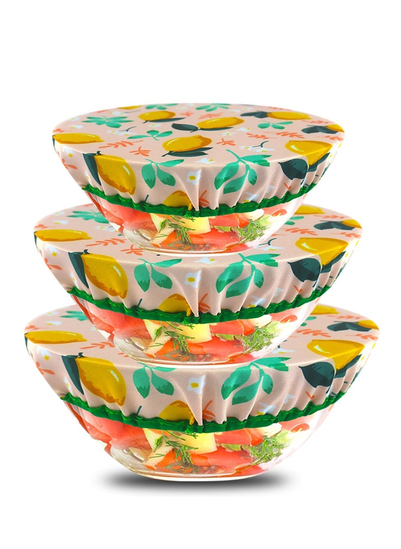 Generic 3-Piece Elastic Bowl Cover Set Cotton Bowl Covers Washable Reusable Food Storage Covers Cloth Bowl Lid Suitable for Food Fruit Bread Residue  - Image 4