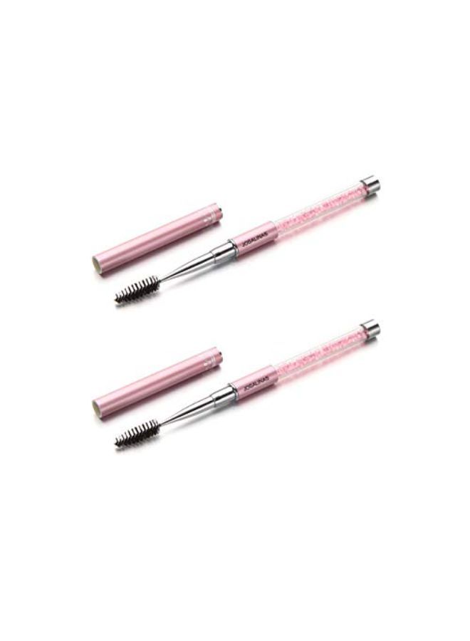 JOSALINAS 2Pcs Mascara Brushes Eyebrow Eyelash Brushes Mascara Wands Applicators Eye Brushes Portable Cosmetic Brushes With Cap For Travel, Pink - Image 2