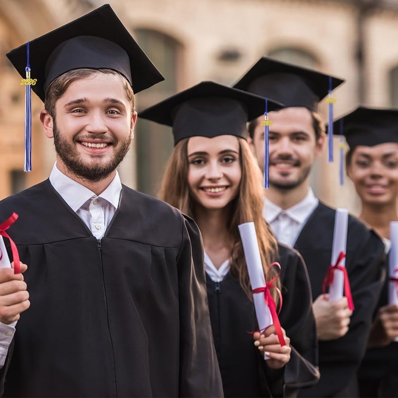 شرابة التخرج 2026، شرابة التخرج 2026، شرابات قبعة التخرج الأكاديمية 2026 مع قلائد تاريخية ذهبية للخريجين، زينة قبعة التخرج للخريجين، أزرق وأبيض - Image 2