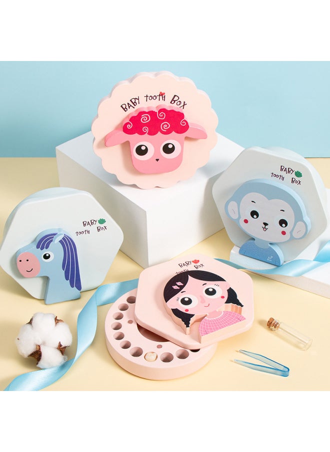 Generic Baby And Young Children Early Education Primary Teeth Memorial Gift Box Baby Boys And Girls Teeth Collection Fetal Hair Preservation Wooden Toy-Color:Beibei-Blue  - Image 2