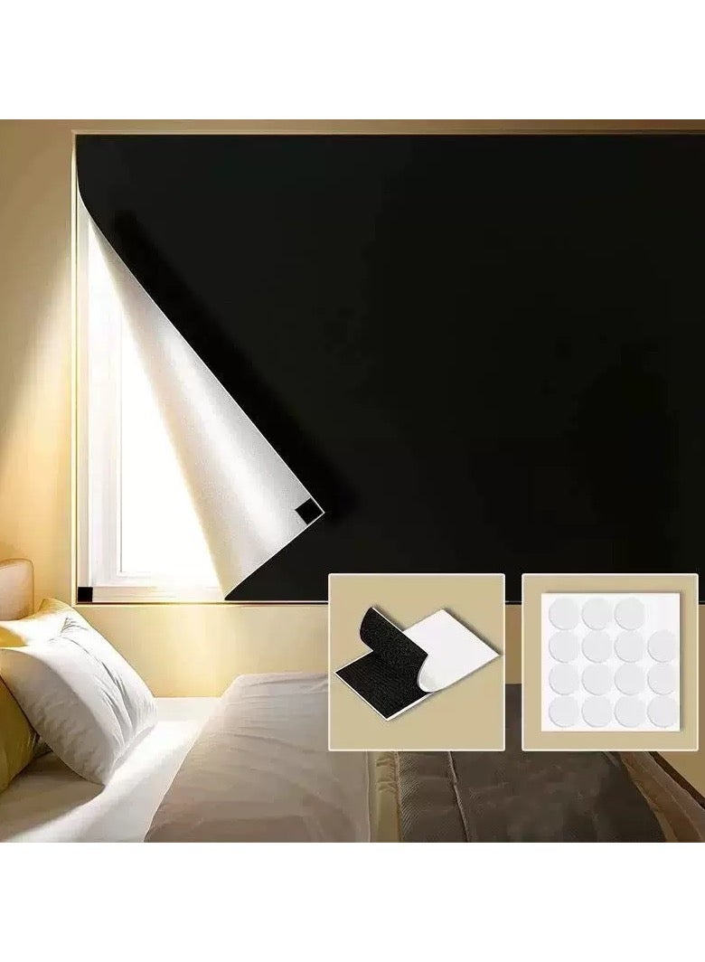 NOOM Portable Blackout Curtains With Self Adhesive Tape For Bedroom Living Room Bathroom And Attic Blackout Curtains Width 145 cm Length 100 cm - Image 1