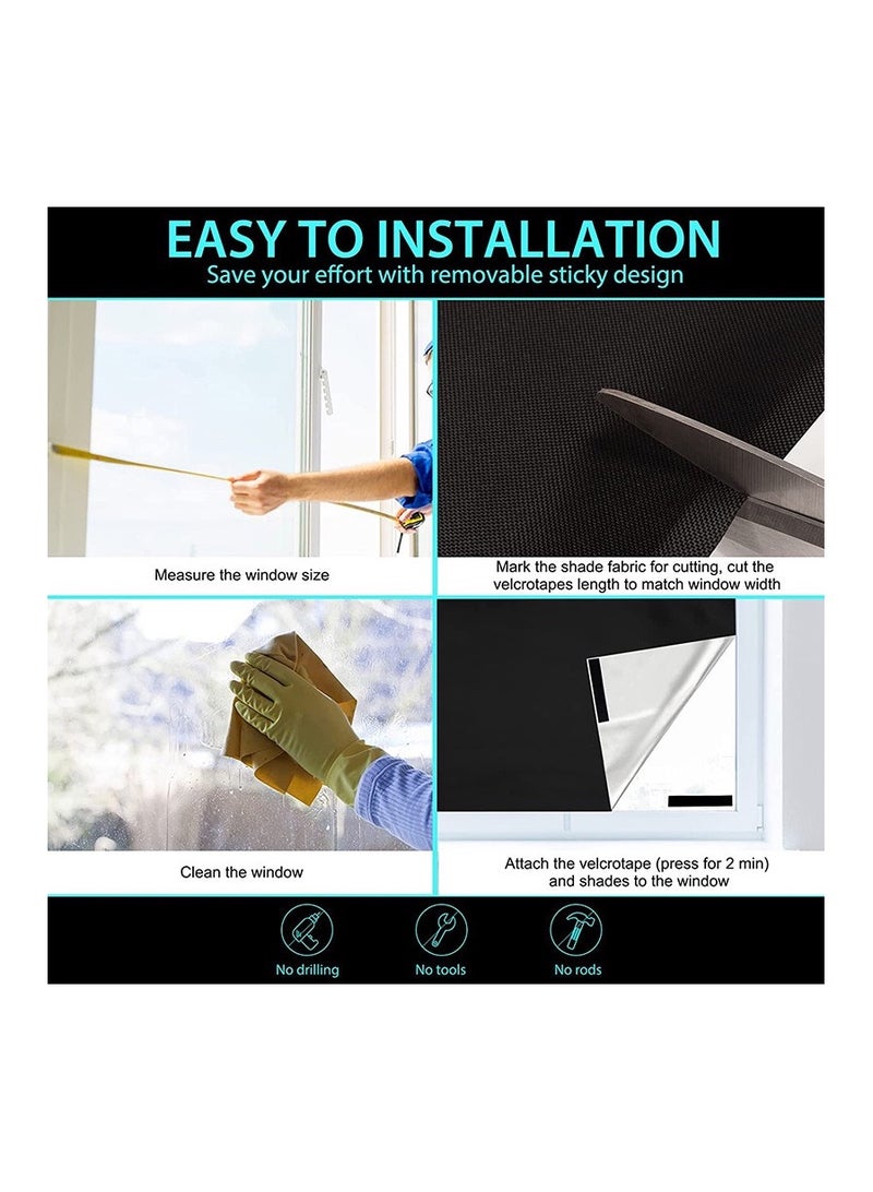 NOOM Portable Blackout Curtains With Self Adhesive Tape For Bedroom Living Room Bathroom And Attic Blackout Curtains Width 145 cm Length 100 cm - Image 5