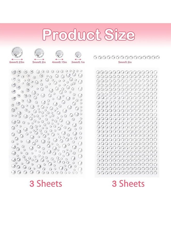 Clear Rhinestone Stickers, 2100 Sheets Self-Adhesive Rhinestone Face, Sparkling Jewelry Stickers, Crystal Gem Stickers For Crafts, Makeup, Face, Hair, Various Sizes... - Image 2