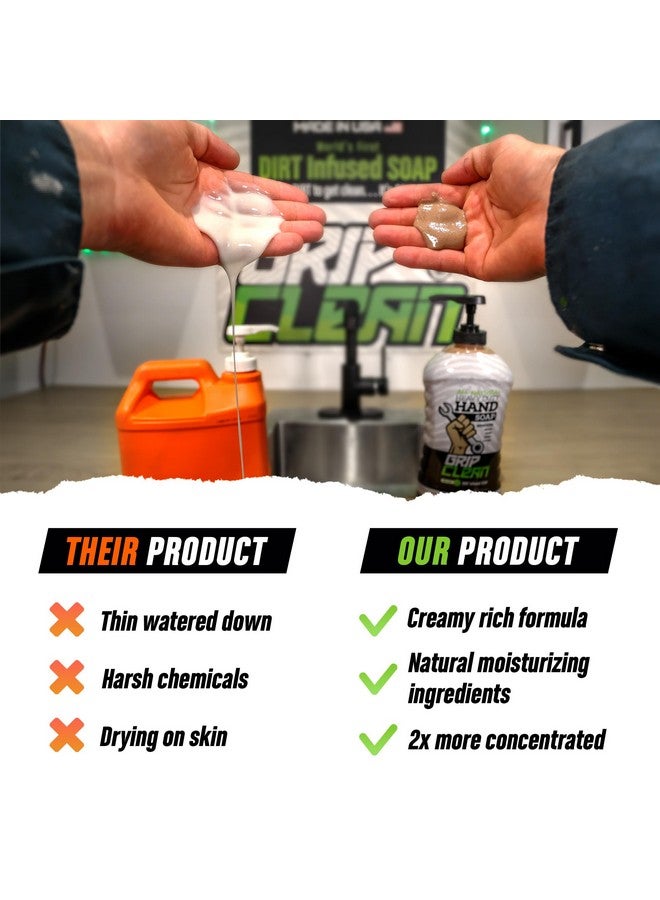 Grip Clean Degreaser Hand Cleaner For Auto Mechanics Dirtinfused Liquid Hand Soap Absorbs Grease, Oil, & Odors. Natural Heavy Duty Pumice Soap With Moisturizing Ingredients. Lime Scented - Image 5