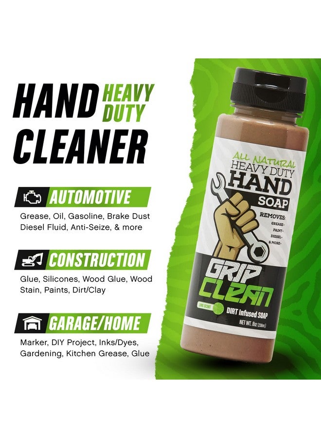 Grip Clean Degreaser Hand Cleaner For Auto Mechanics Dirtinfused Liquid Hand Soap Absorbs Grease, Oil, & Odors. Natural Heavy Duty Pumice Soap With Moisturizing Ingredients. Lime Scented - Image 3