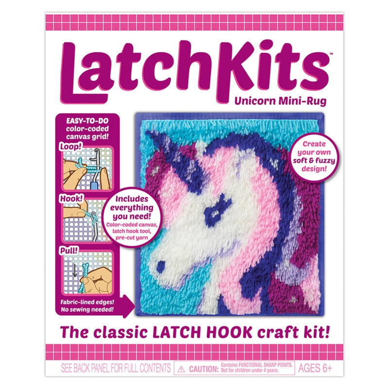 LatchKits مجموعة لاتيكتس لعمل الحرف للأطفال – حرف الأطفال، الفنون والحرف، فن الخيوط، تعليق على الحائط والسجاد الصغير، مستلزمات الحرف، خيوط مقطعة مسبقًا، نمط سهل، خطاف متضمن، الفنون والحرف، للأعمار 6 سنوات فما فوق، وحيد القرن - Image 5