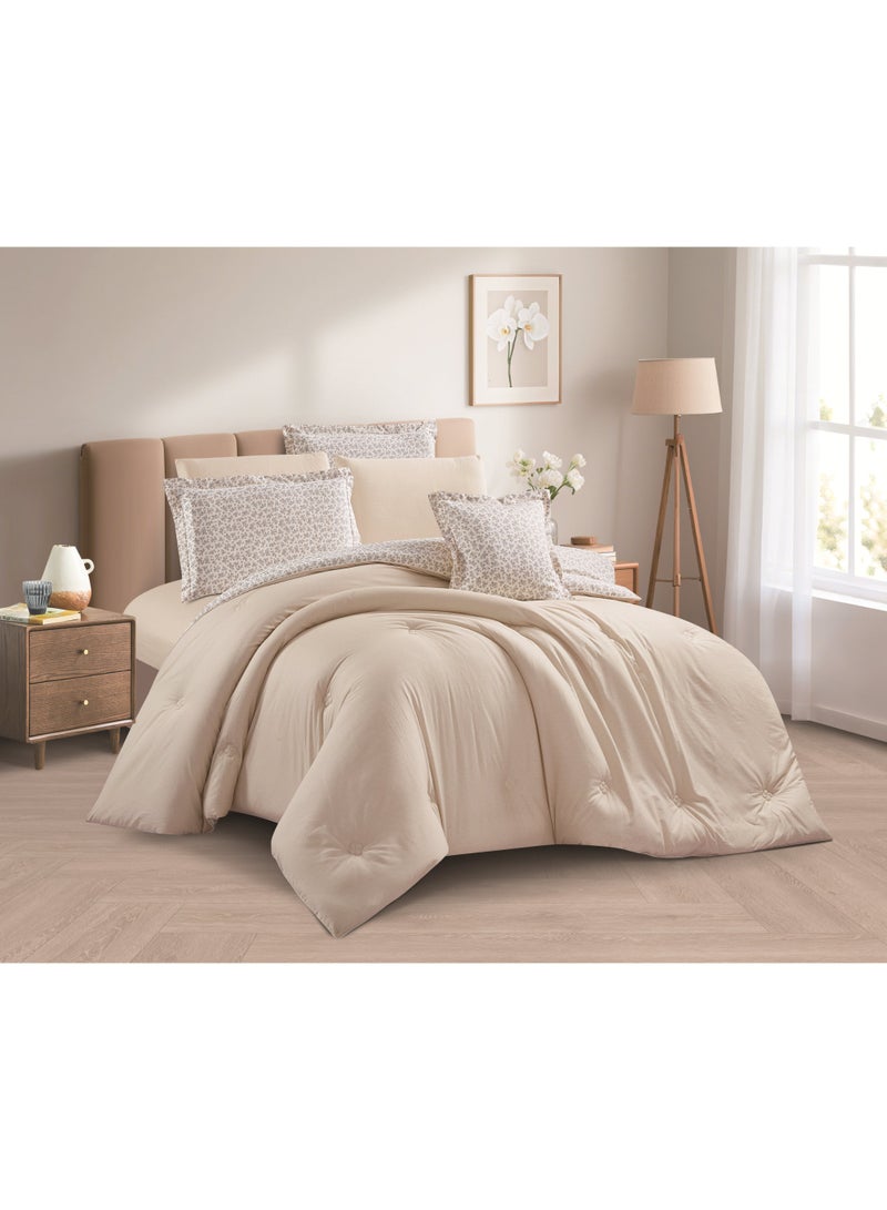 LEVORE 7-piece bedspread set, 100% soft cotton, floral pattern, double-sided, summer style, with filling and fastener, suitable for a 200x200 bed. - Image 2