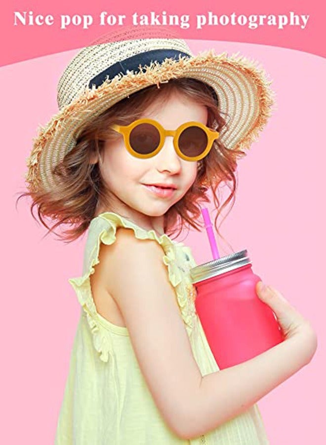 Excefore Kids Sunglasses Retro lovely Round Sunglasses for Kids Girls Boys Sunnies UV400 Protection Sun Glasses Flexible Frame for Girls Boys Age 2-10 Morandi Sunglasses Fashion Beach Holiday (Orange+Yellow)  - Image 2