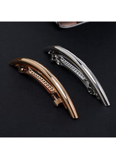 Fodattm 2Pcs Women Metal Alloy French Hair Barrette Hair Clip Simple Durable Hair Pin Hair Accessories Spring Clips (Silver)  - Image 4