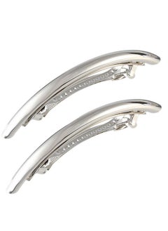 Fodattm 2Pcs Women Metal Alloy French Hair Barrette Hair Clip Simple Durable Hair Pin Hair Accessories Spring Clips (Silver)  - Image 1