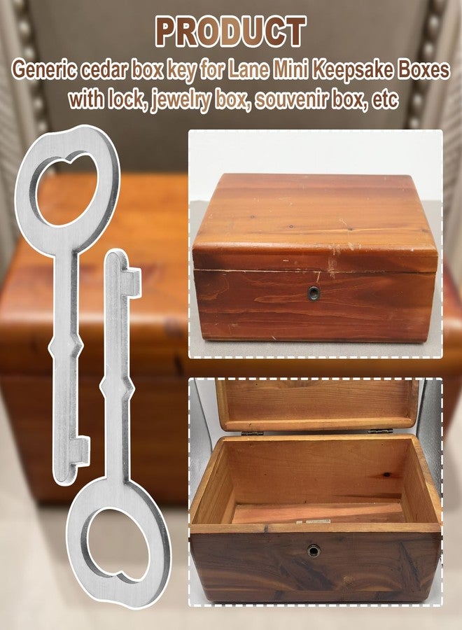 VIDABTE Cedar Box Key for Lane Mini Lock Souvenir & Jewelry Box - Mini Jewelry Box Spare Key [Silver - 2 Pack] - Image 5