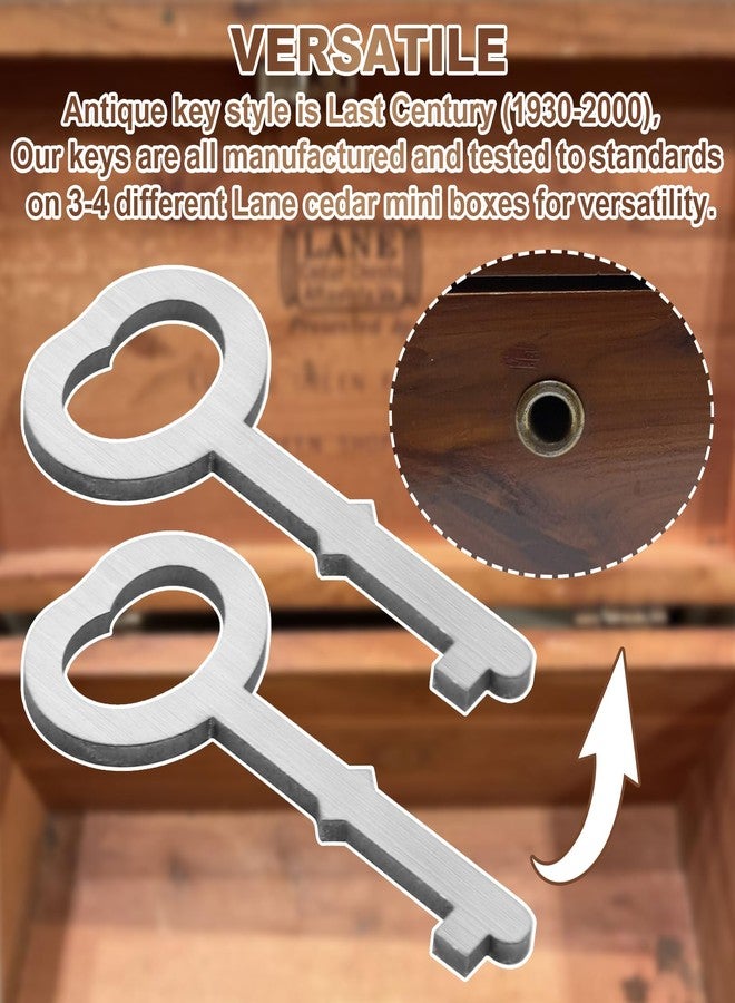 VIDABTE Cedar Box Key for Lane Mini Lock Souvenir & Jewelry Box - Mini Jewelry Box Spare Key [Silver - 2 Pack] - Image 4