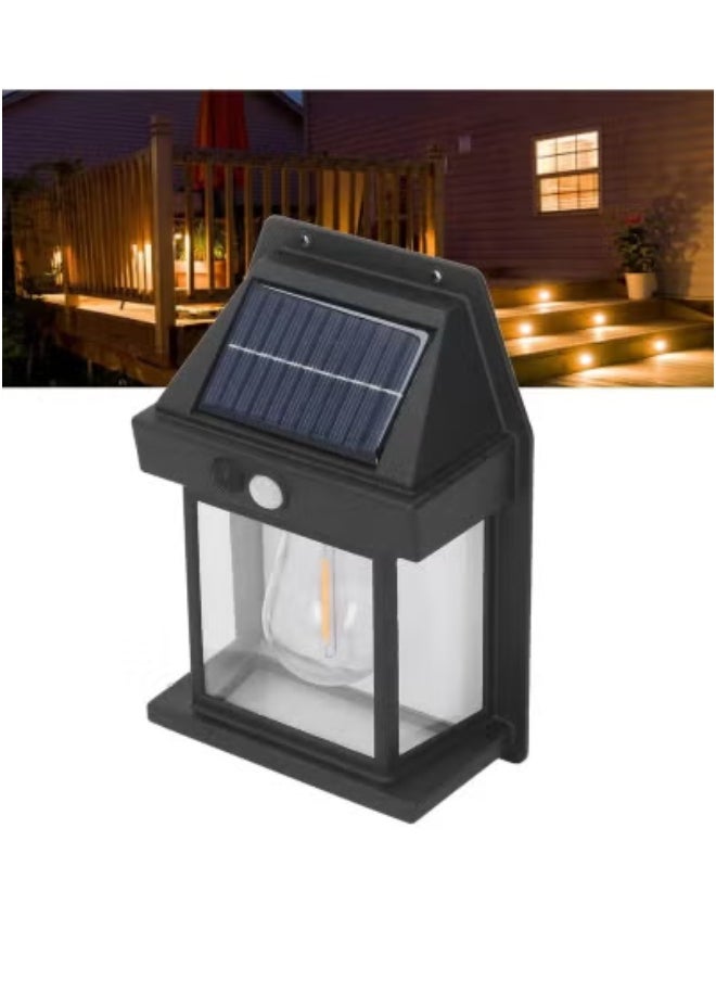 JAJEEK Solar Motion Sensor Wall Lamp – Wireless Waterproof Outdoor LED Wall Light with PIR Motion Detection & Dusk-to-Dawn Sensor, Solar-Powered Black Wall Sconce for Garden, Balcony, Pathway, Patio, Driveway, Energy-Efficient Exterior Lighting  - Image 1