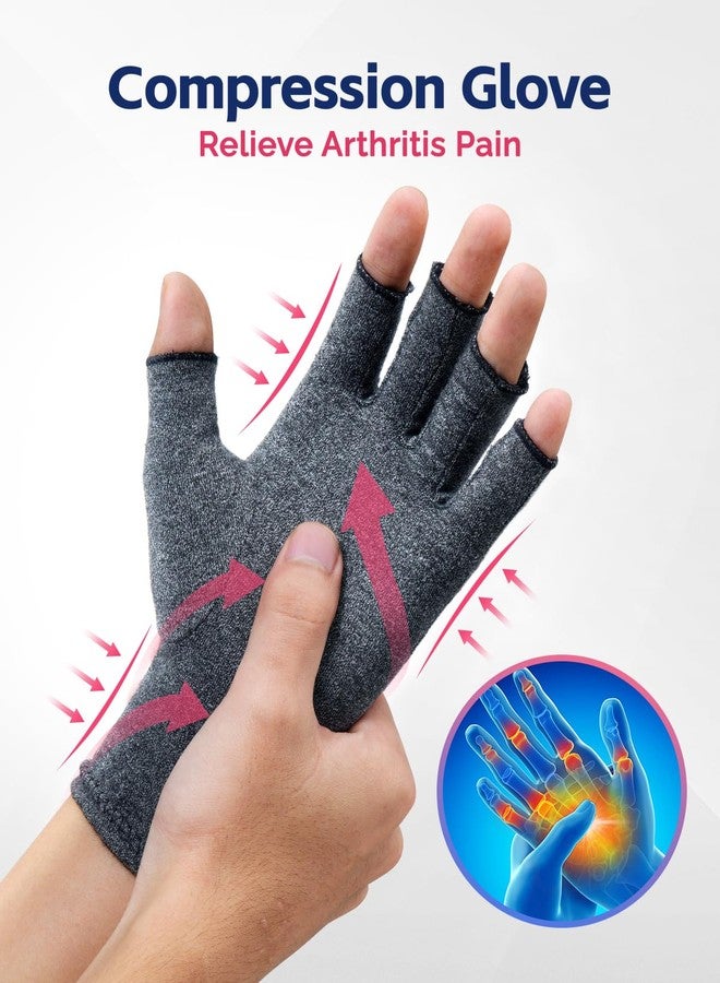 FEATOL Carpal Tunnel Wrist Brace & Compression Arthritis Glove Set For Women- Short Wrist Brace Daytime Support- Pain Relief For Work, Typing, Tendonitis, Sprains- Right Hand, Medium - Image 2