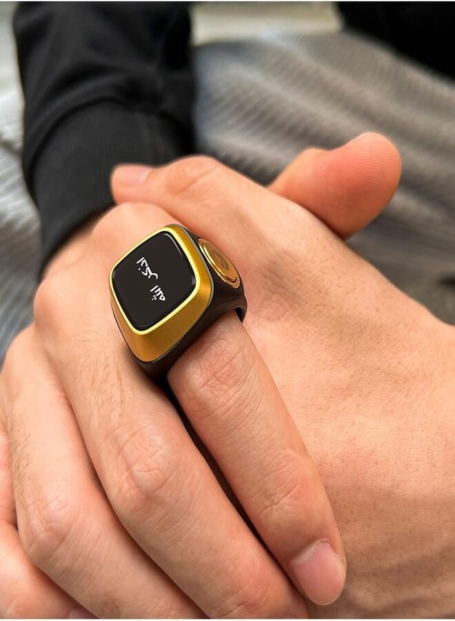 SUKILO Smart Tasbih Zikr Ring with OLED Display Prayer Counter Waterproof Wearable Technology Bluetooth Connectivity Prayer Timing Reminder Rechargeable Battery 3 Days Use Black 18MM Plastic - Image 4