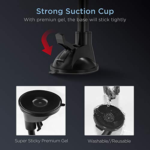 IPOW Long Arm Universal Magnetic Cradle Windshield Dashboard Cell Phone Mount Holder with 4 Metal Plates, Soft Firm Goose Arm & Enhanced Suction Cup - Image 5