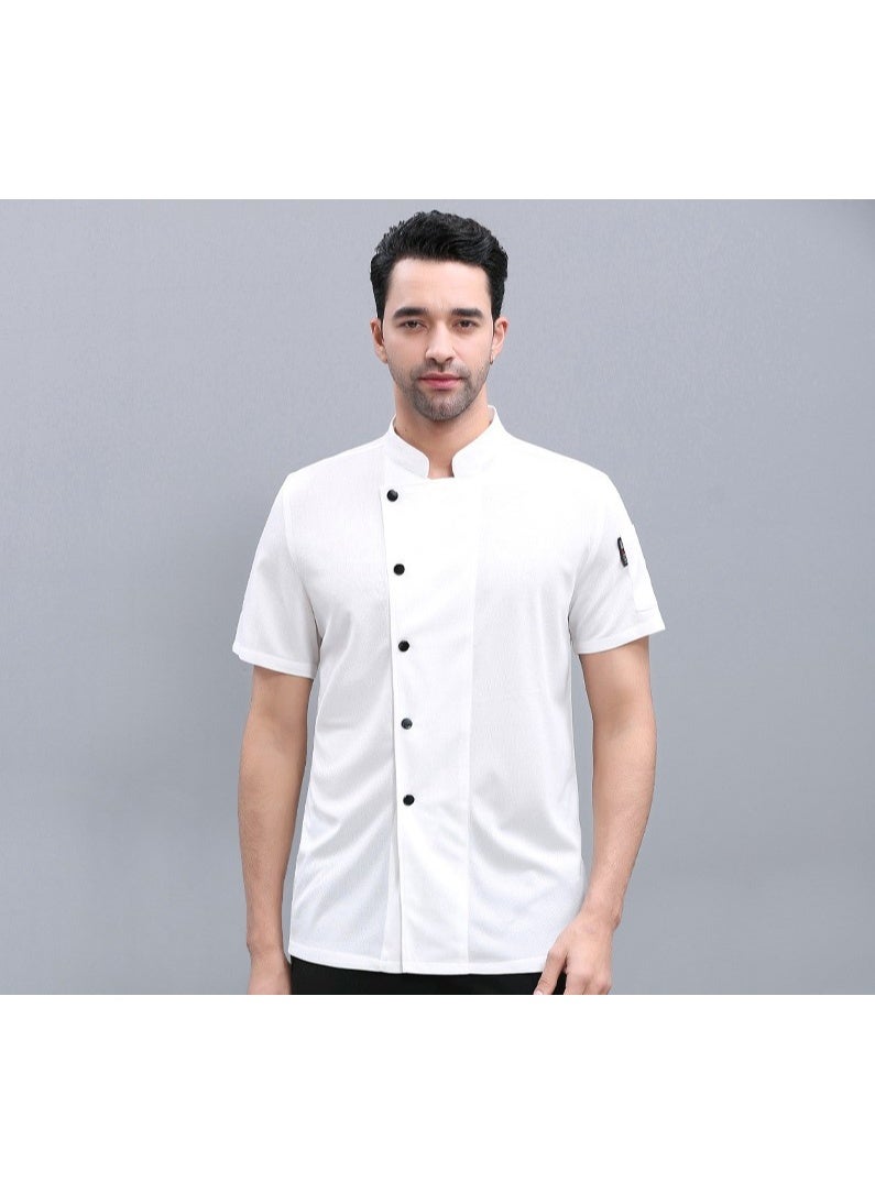 NIBEMINENT Chef Overalls Short Sleeve Summer Hotel Restaurant Chef Uniform Breathable Thin Kitchen Work Clothes  - Image 1