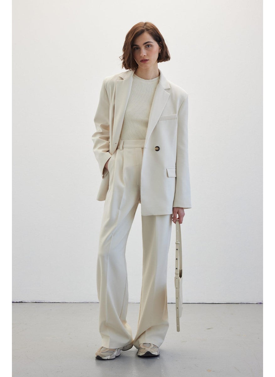Manuka Double Pleated Palazzo Trousers Beige  - Image 1