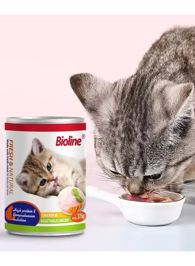 Bioline Canned Cat Food 375g chicken and vegetable flavor - Image 2
