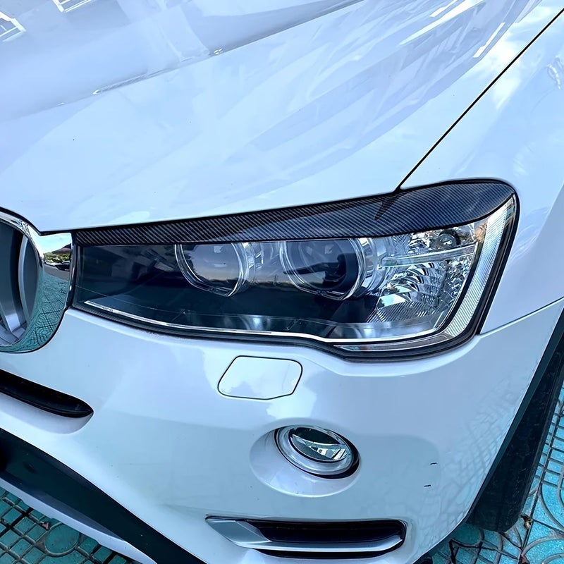 كربون لوك حاجب المصابيح الأمامية للسيارة (إيبرو) لـ BMW X3 F25 و X4 F26 2014-2017، قطعتان، إكسسوارات سيارات. - Image 4